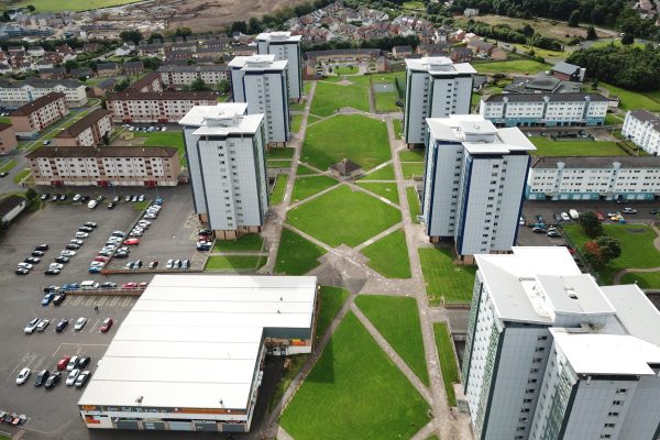 An aerial image of a West Whitlawburn Housing Community Development